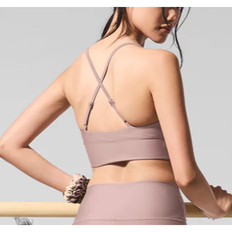 Alo Airlift Divine Ruched Center X Back Sports Bra Taupe Small