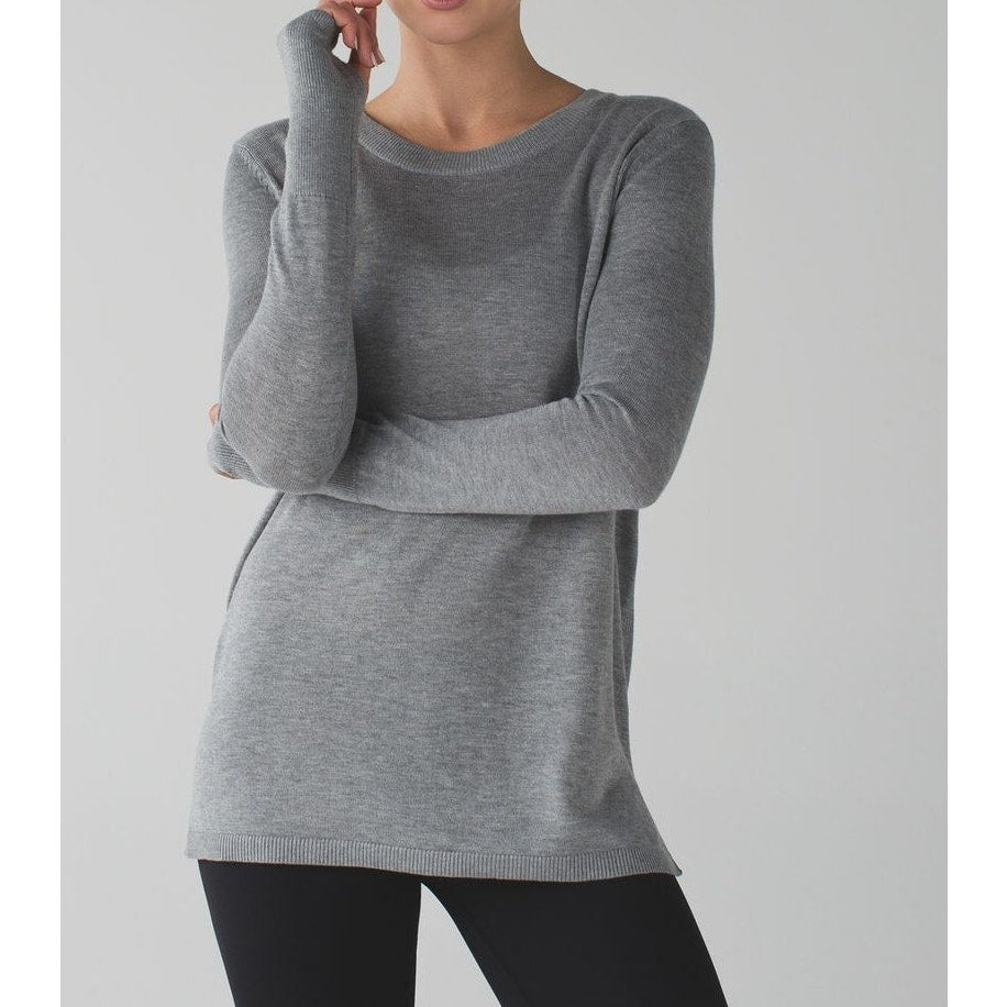 Lululemon Bring It Backbend Long Sleeve Sweater Heathered Medium Grey 8