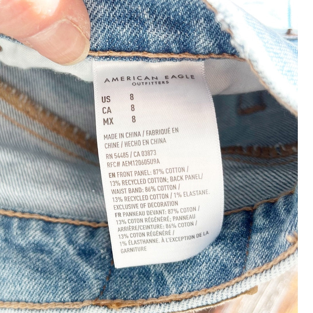 American Eagle High Rise Relaxed Jean Denim Light Wash Shorts Blue 8