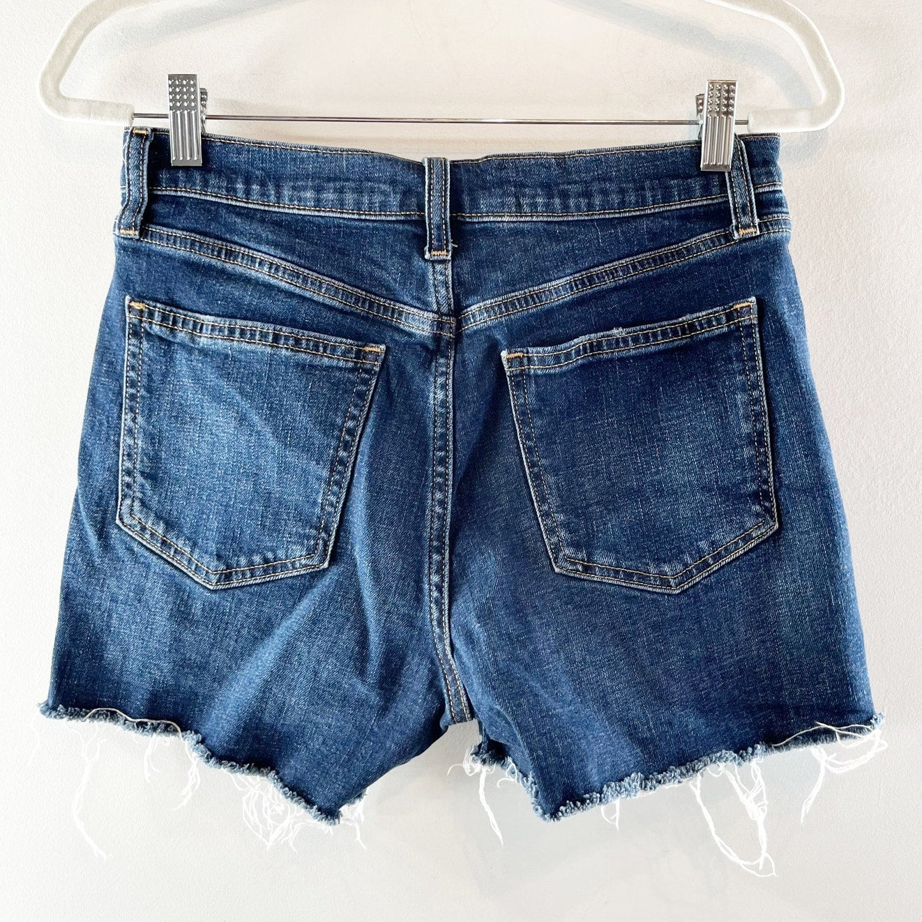 Gap Denim High Waisted Whiskered Frayed Hem Jean Short 4" Blue 28 / 6
