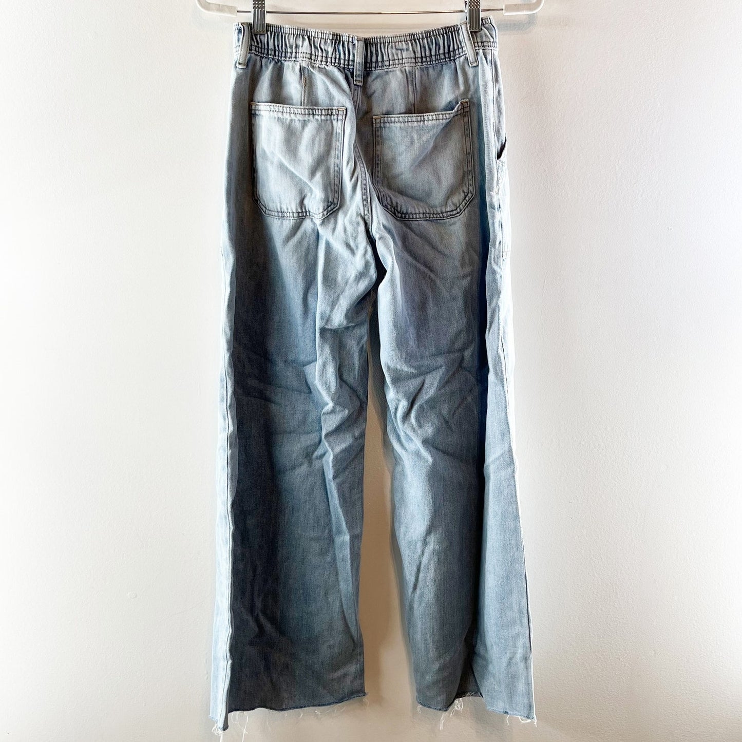 Lucky Brand High Rise Patch Pocket Drawstring Wide Leg Jeans Blue XS