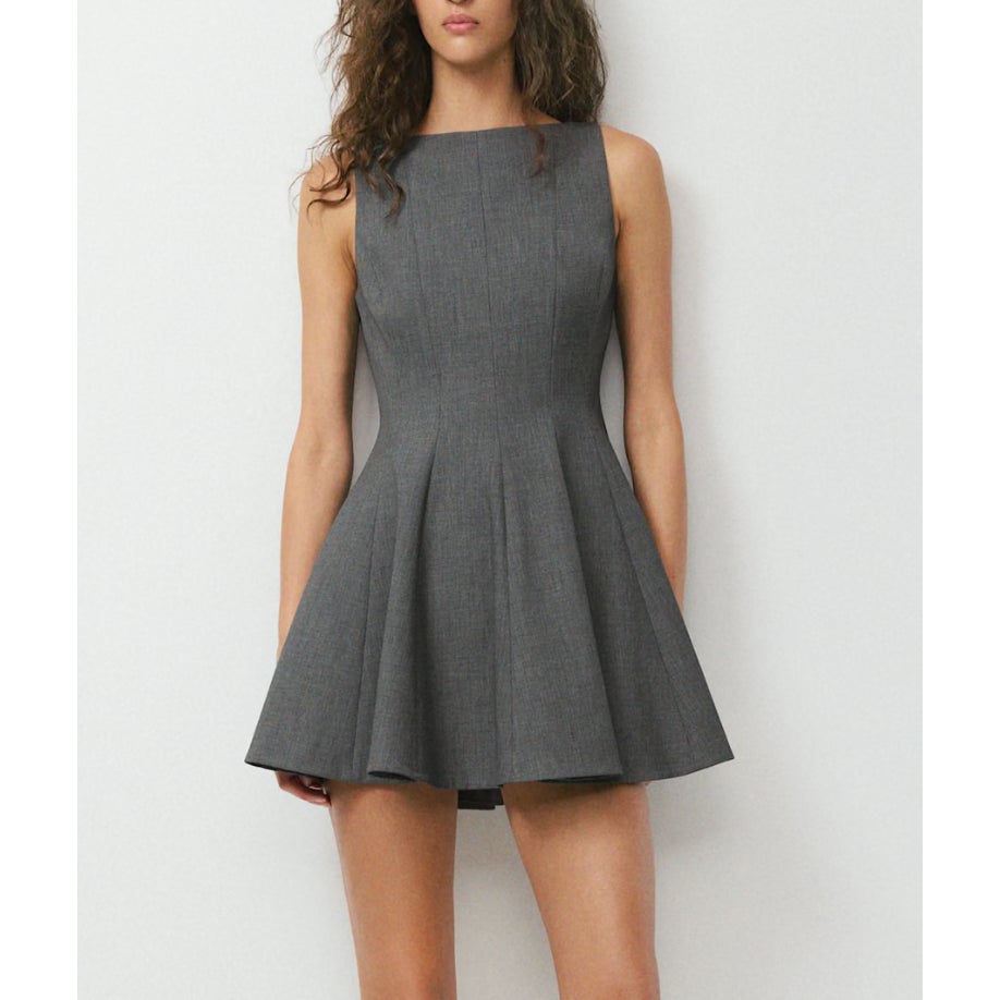 Babaton Aritzia Proxy Sleeveless Fit & Flare Mini Dress Vintage Navy Blue 2