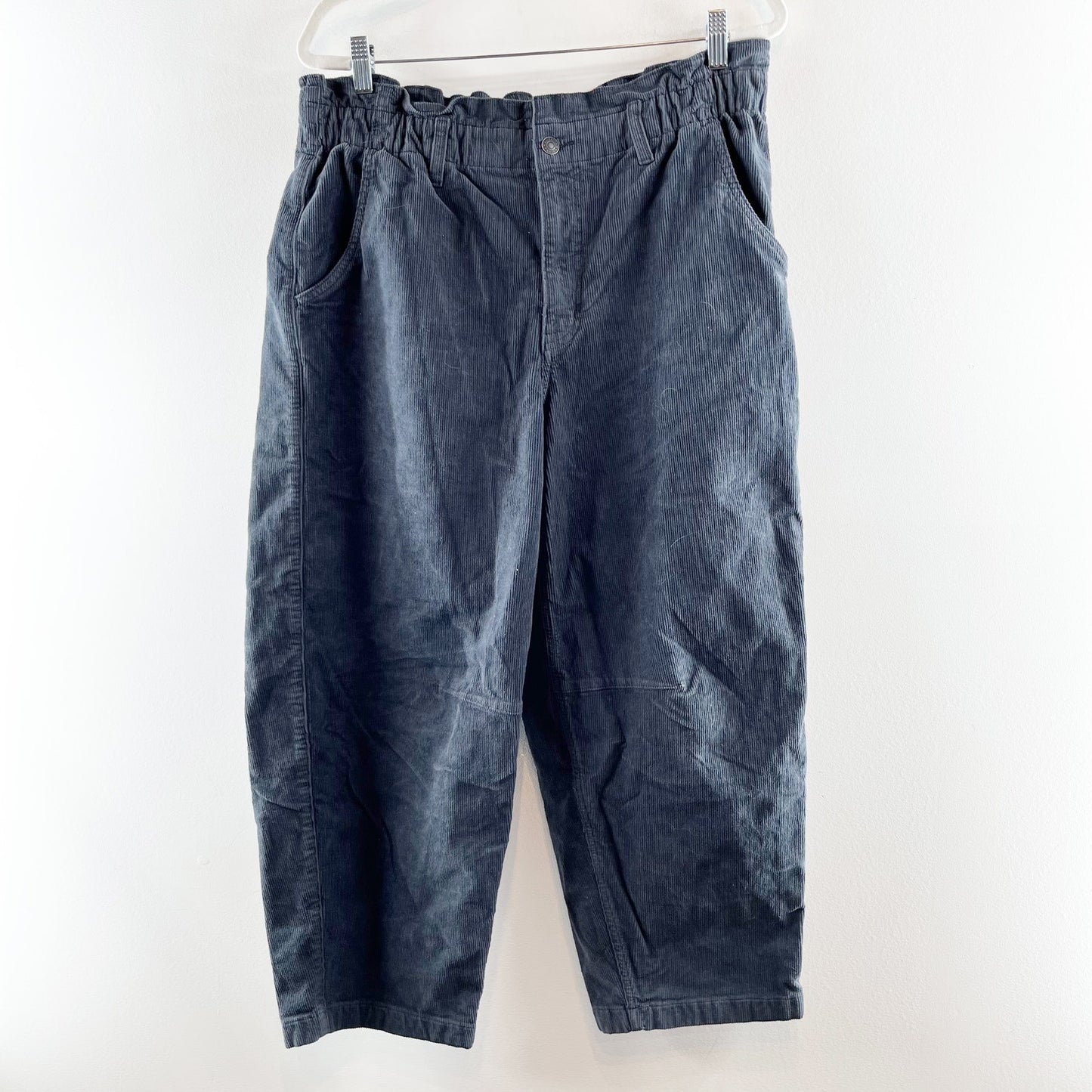 American Eagle High Rise Corduroy Barrel Pants Navy Blue 12 Short Petite