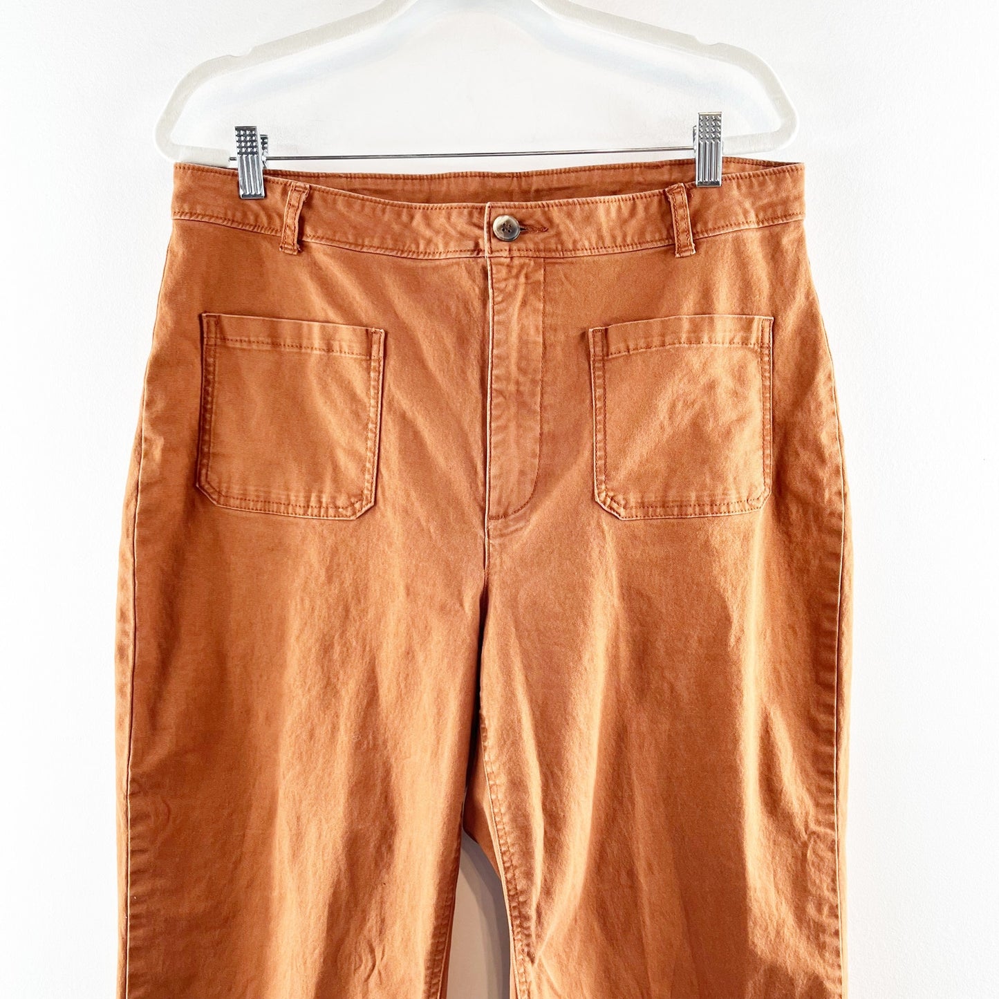 Old Navy High Rise Wide Leg Cropped Chino Pants Copper Penny Brown 14 Tall