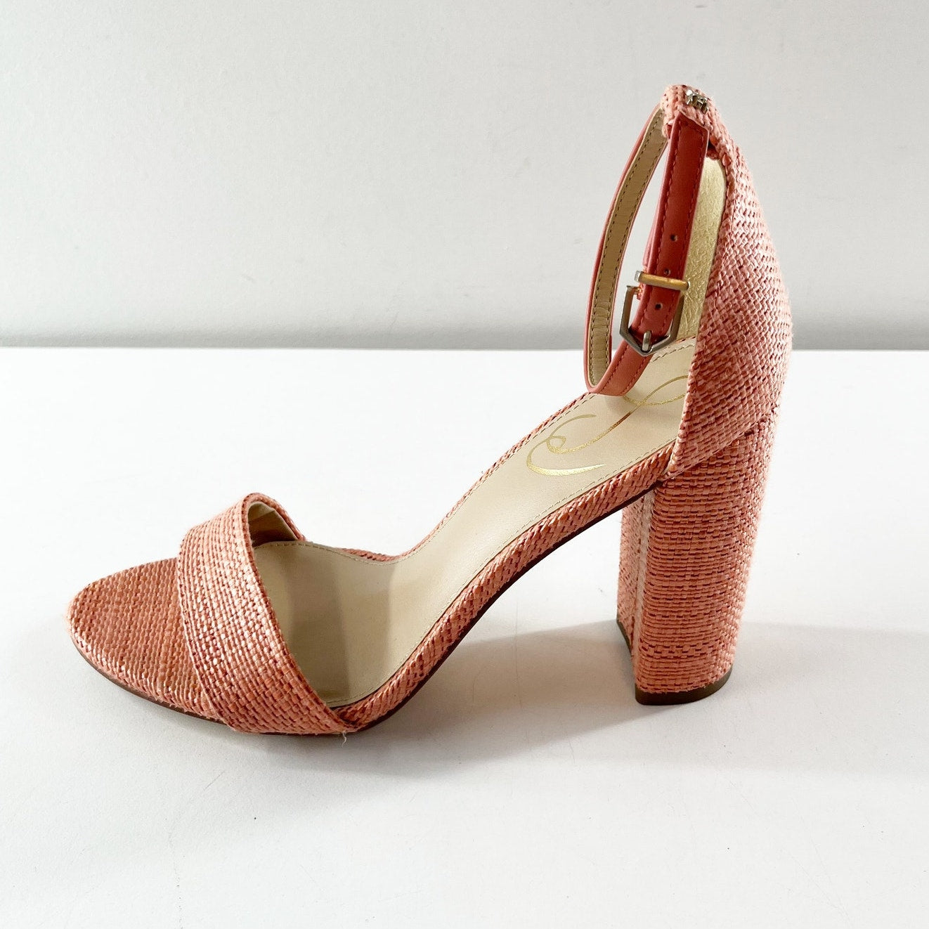Sam Edelman Yaro Block Heel Sandals Shoes Coral Pink 7.5