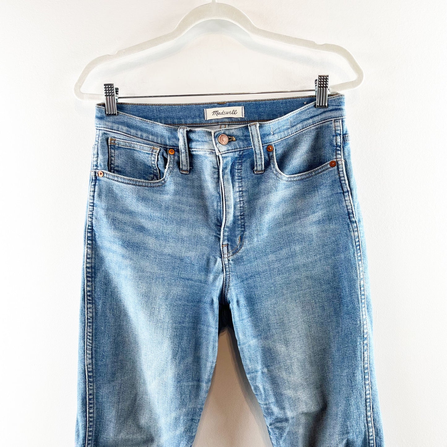 Madewell High Rise Ankle Straight Stovepipe Jeans in Euclid Wash Blue 27 / 4