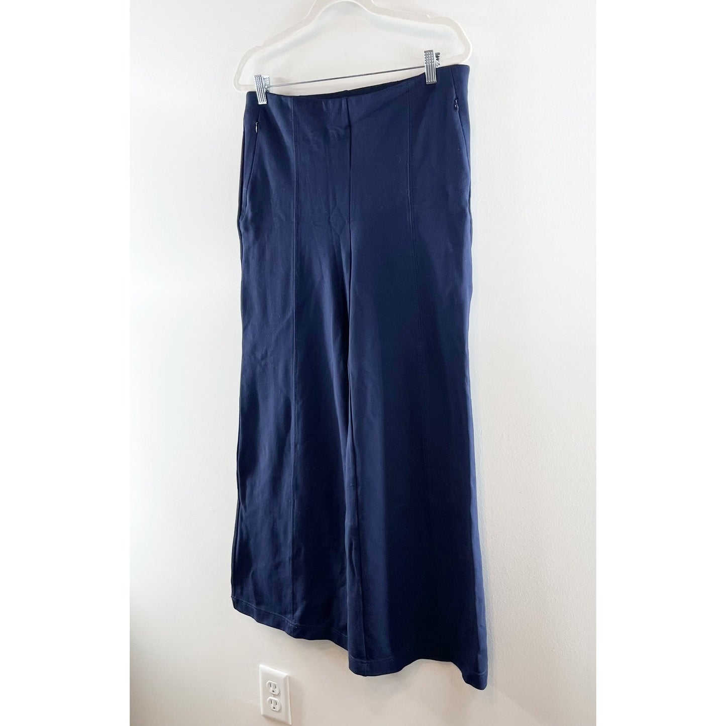 LOFT Ponte High Rise Wide Leg Trouser Pants Navy Blue Large