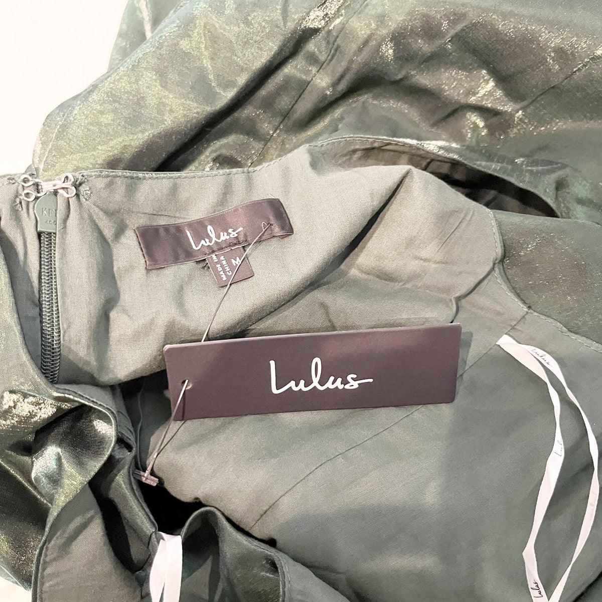 Lulus Gorgeous Aesthetic Emerald Green Taffeta Satin Mini Dress Medium