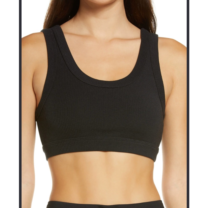 Alo Ribbed Scoopneck Wellness Sports Bra Black Small