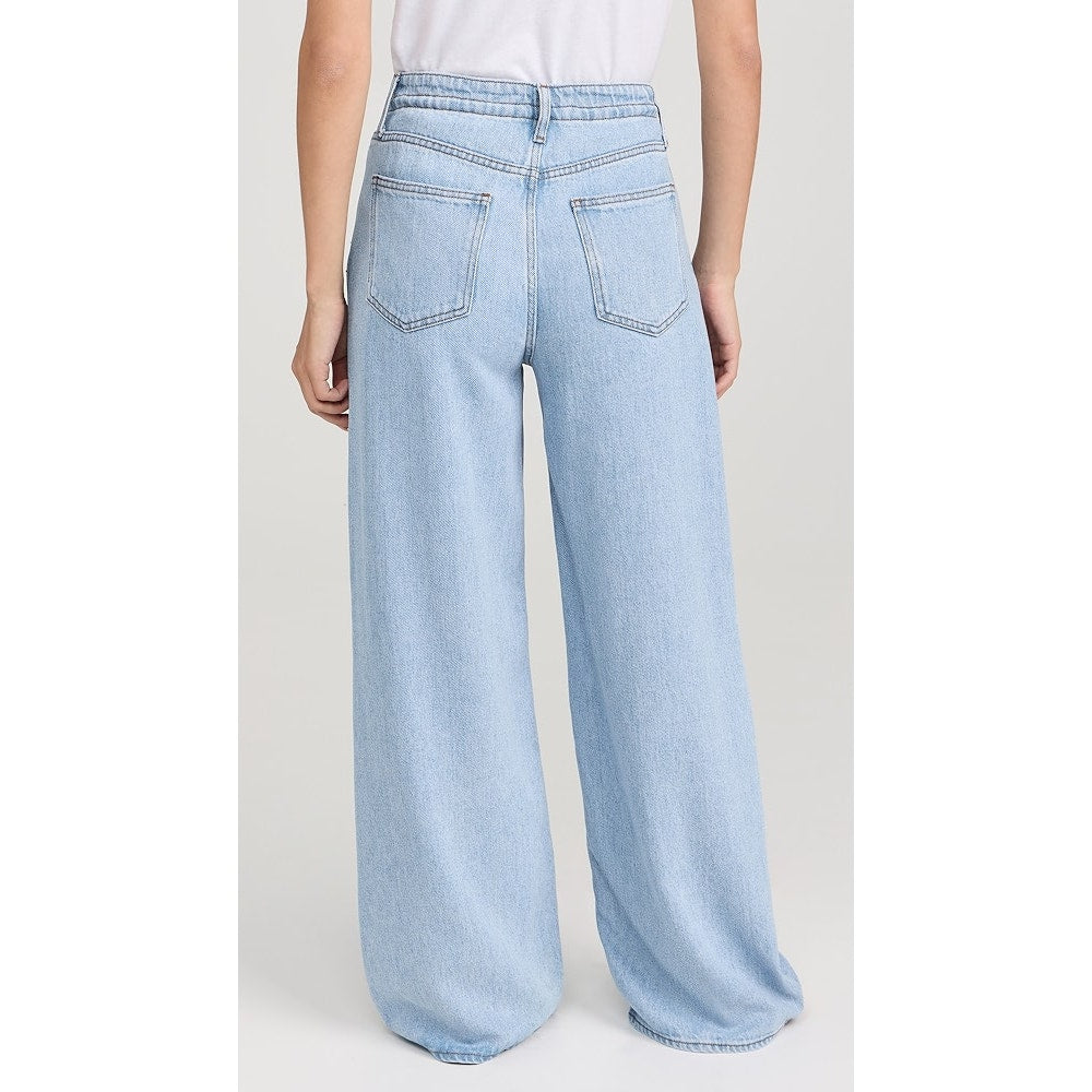 FRAME Super Drape Drawstring High Waisted Denim Wide Leg Jeans Blue 27