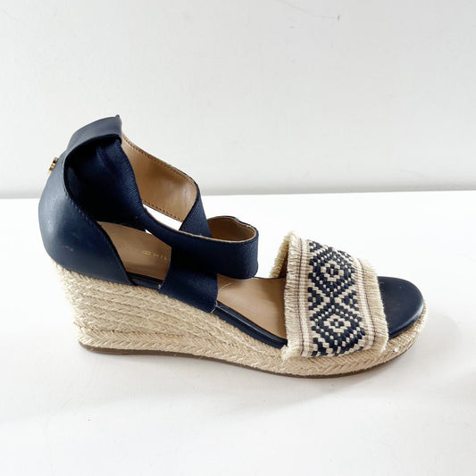 Tommy Hilfiger Yemina Ankle Strap Espadrille Wedge Sandals Navy Blue 6