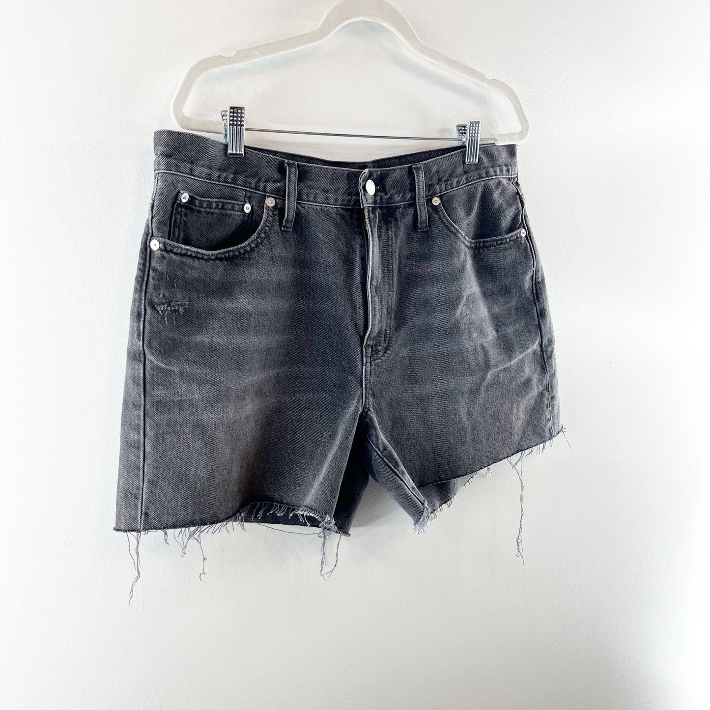 Madewell High Rise Relaxed Mid Length Cutoff Denim Jean Shorts Bradbrook Wash 12