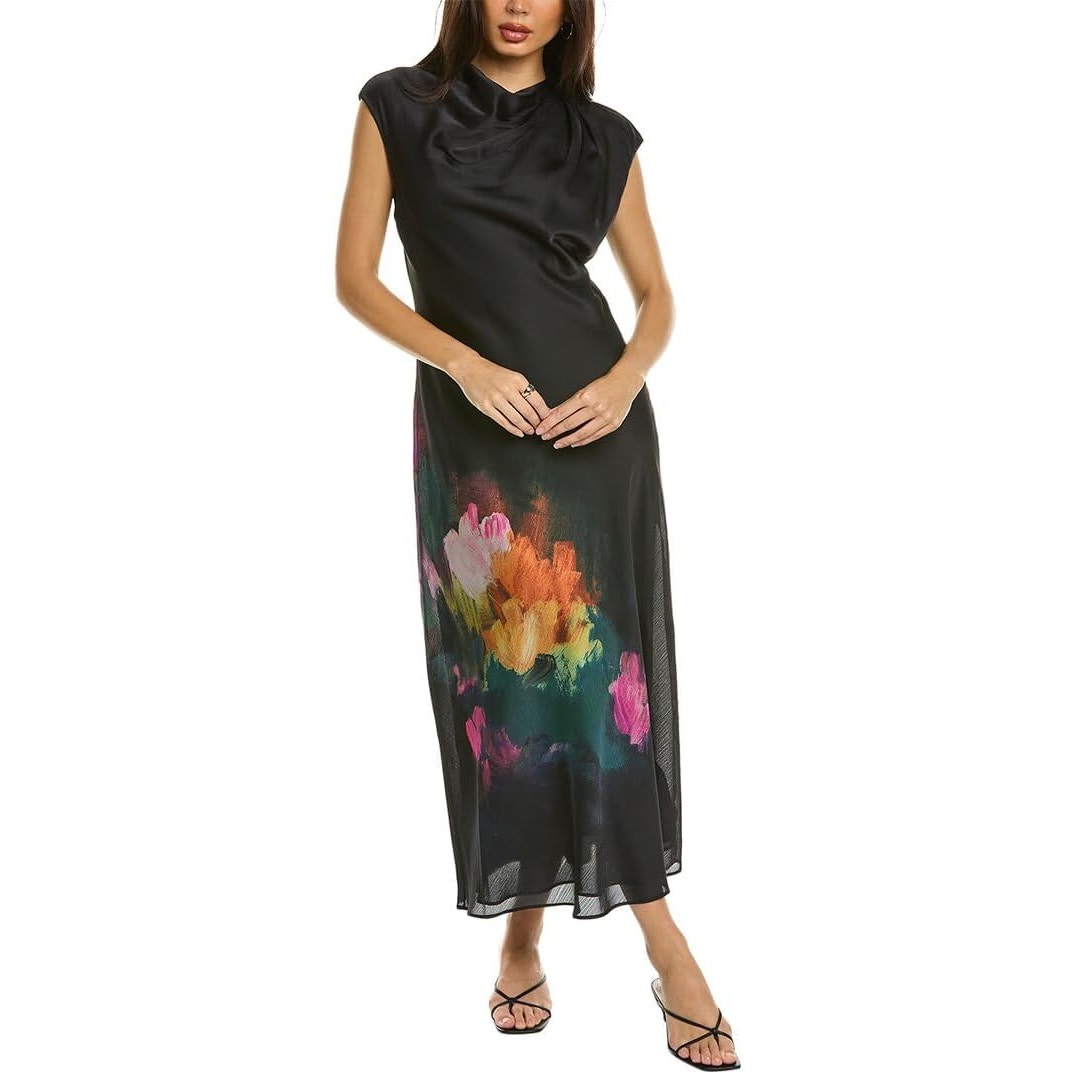 Ted Baker London Averiee Floral Cap Sleeve Cowl Neck Slip Maxi Dress Black 2
