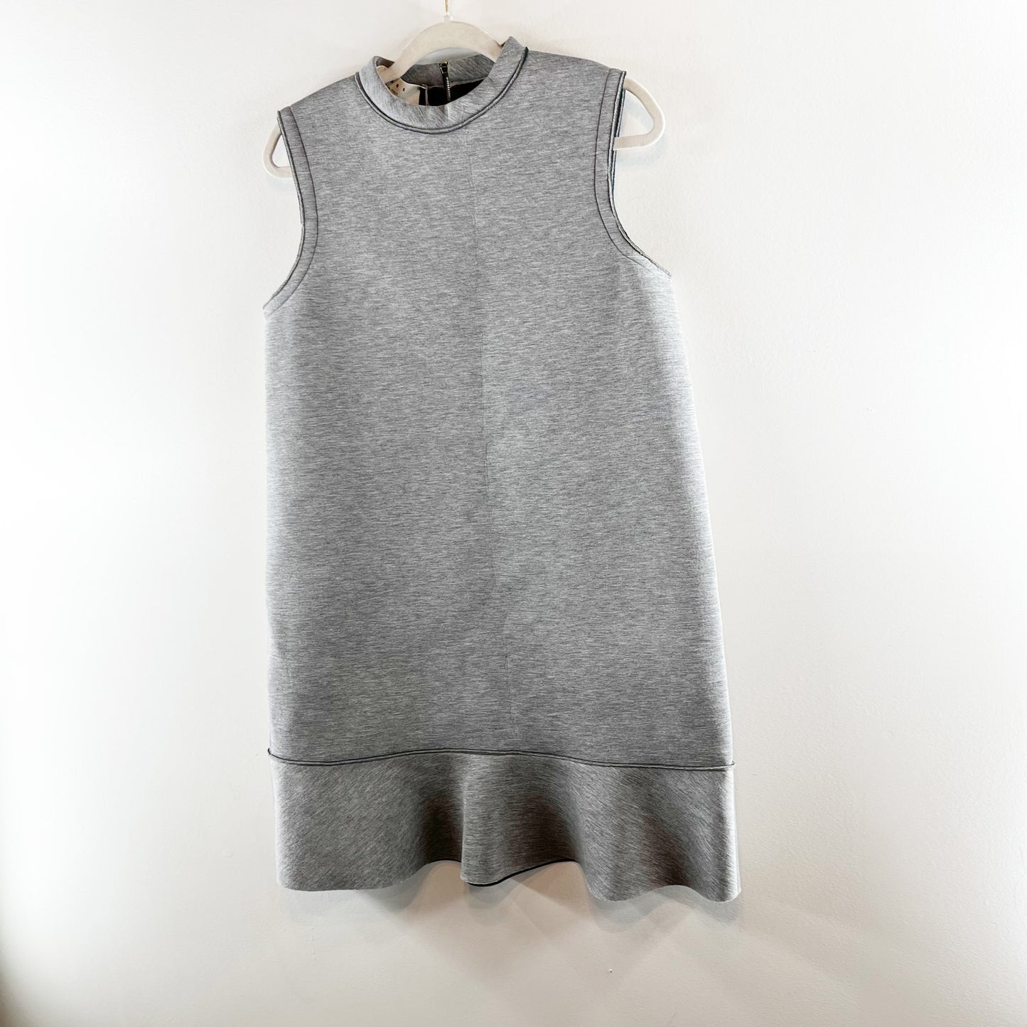 Marni Bonded Jersey Sleeveless Peplum Hem Mini Shift Dress Heathered Gray 44