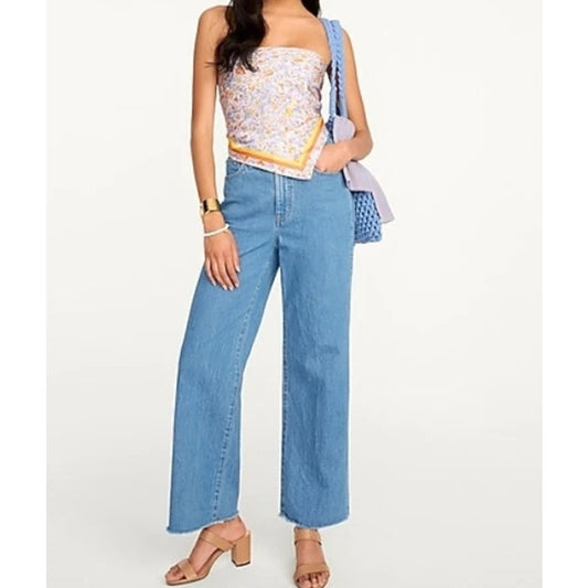 J. Crew Slim High Rise Wide Leg Jeans Light Indigo Wash Blue 30 / 10