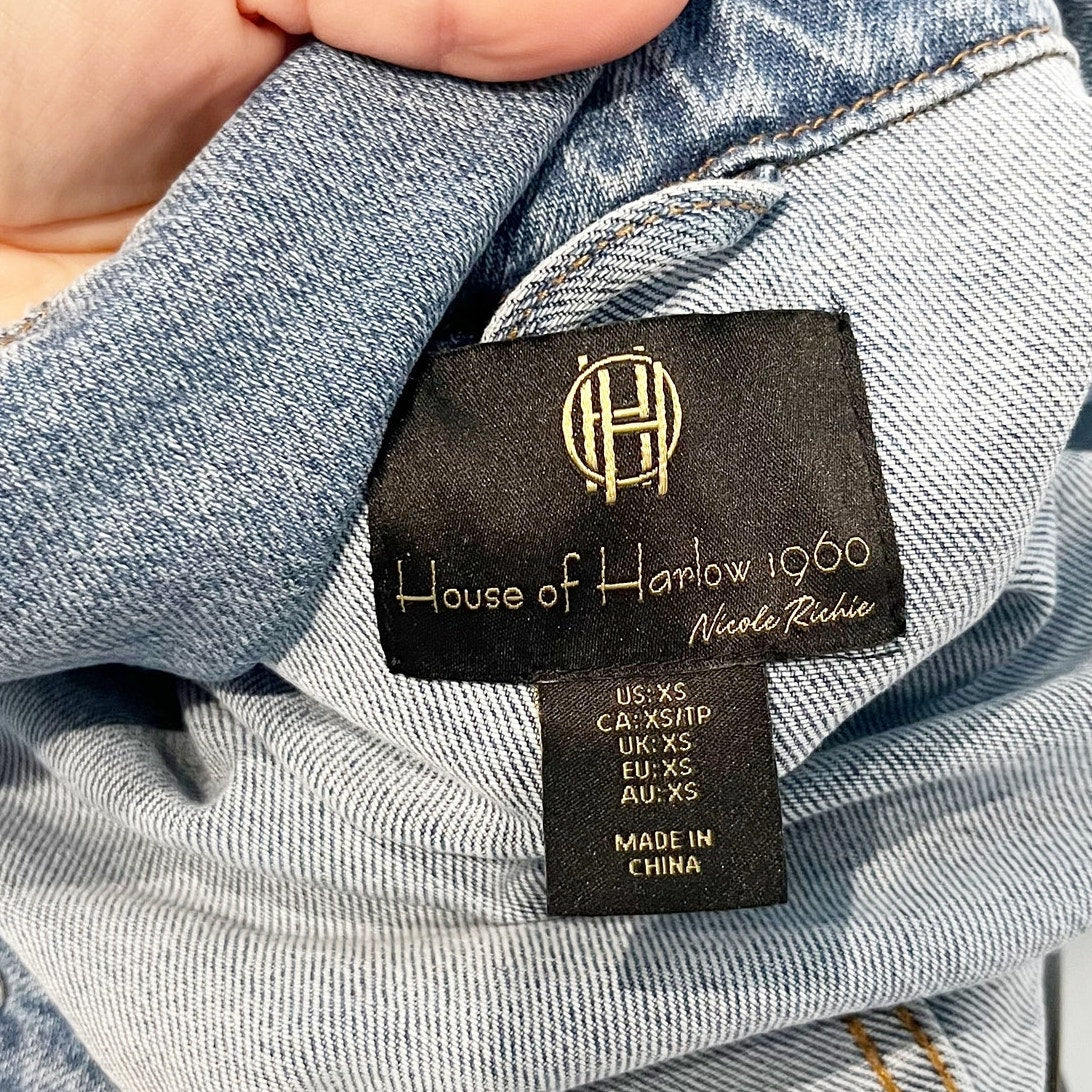 House of Harlow x Nicole Richie Cropped Denim Jean Jacket Blue XS