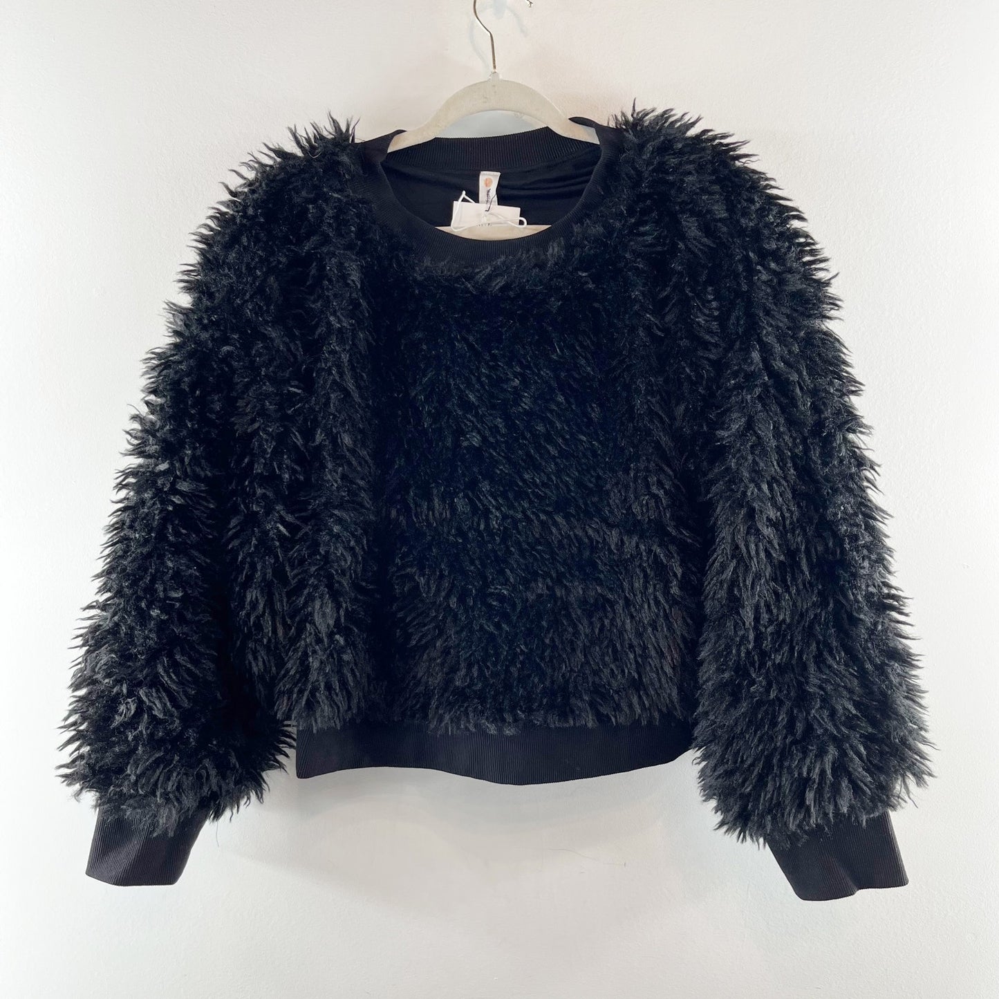 Daily Practice Anthropologie Fluffy Crewneck Sweatshirt Black Medium