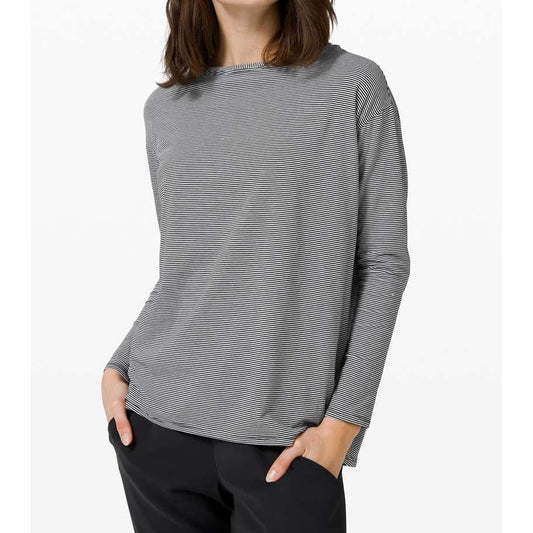 Lululemon Back In Action Long Sleeve Tee Shirt Tonka Stripe Black White Large