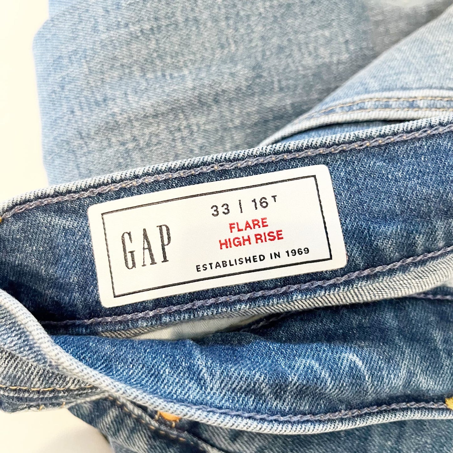 GAP High Rise Flare Bell Bottom Jeans Denim Blue 16 Tall