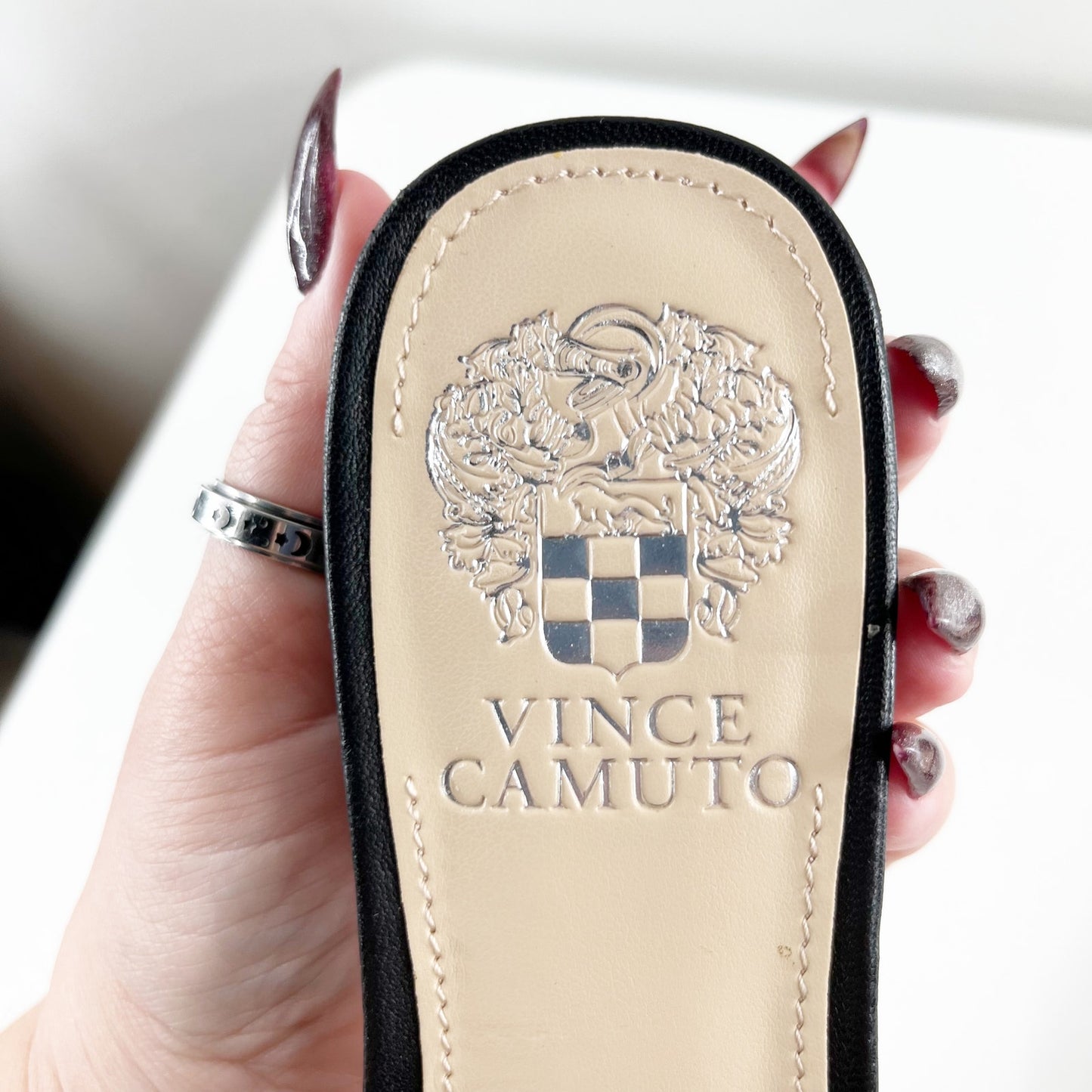 Vince Camuto Semtera Woven Kitten Block Heel Square Toe Slide Sandals Black 6.5