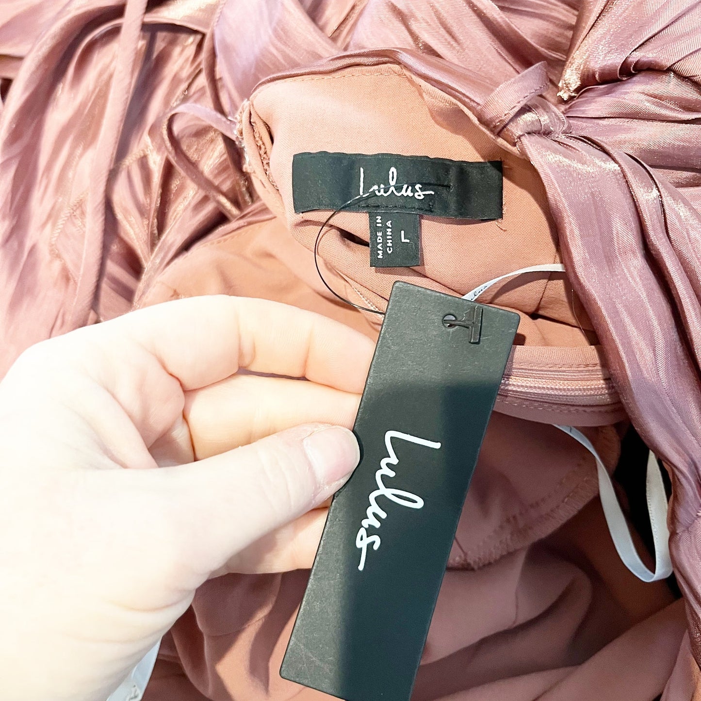 Lulus Tennon Dusty Rose Plisse Tiered Midi Dress Pink Mauve Large