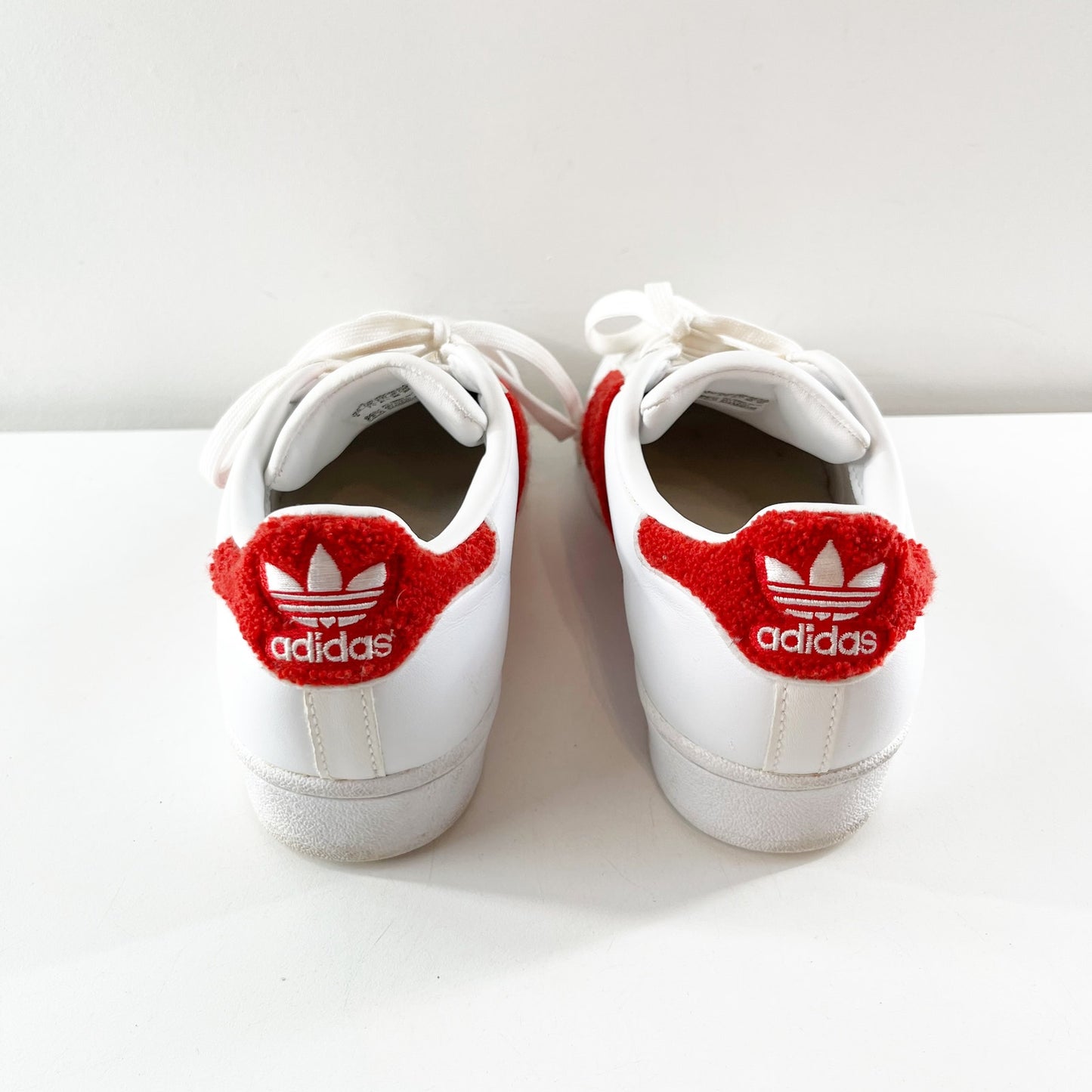 adidas Originals Chenille Superstar Fashion Sneaker Cloud White Better Scarlet 9