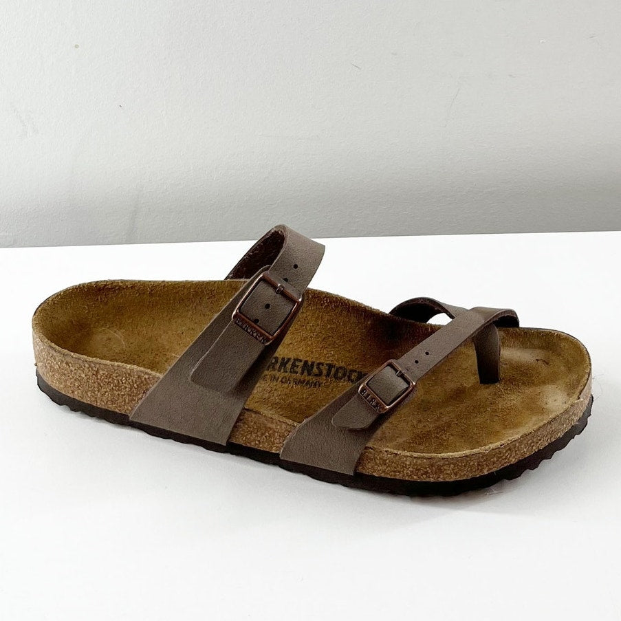 Birkenstock Mayari Birko-Flor Birkibuc Slip On Toe Loop Thong Sandals Mocca 42