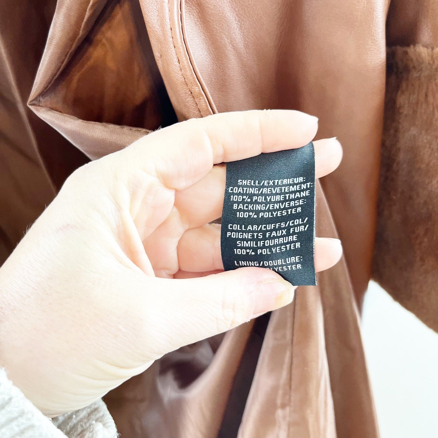 House of Harlow 1960 Faux Leather Trench Coat with Faux Fur Trim Brown Small