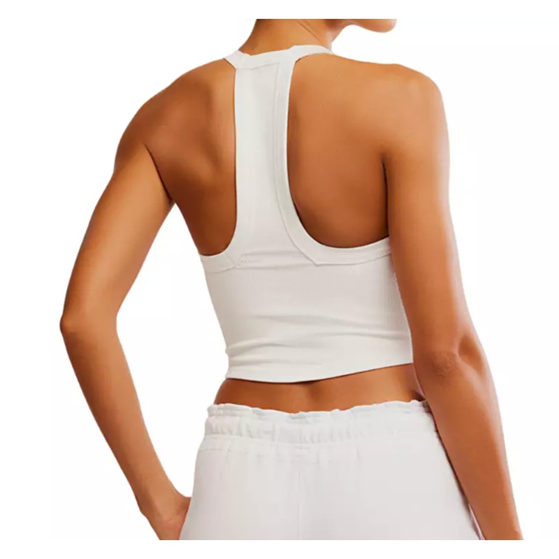FP Movement All Clear V Neck Ribbed Racerback Cami Tank Top White M/L