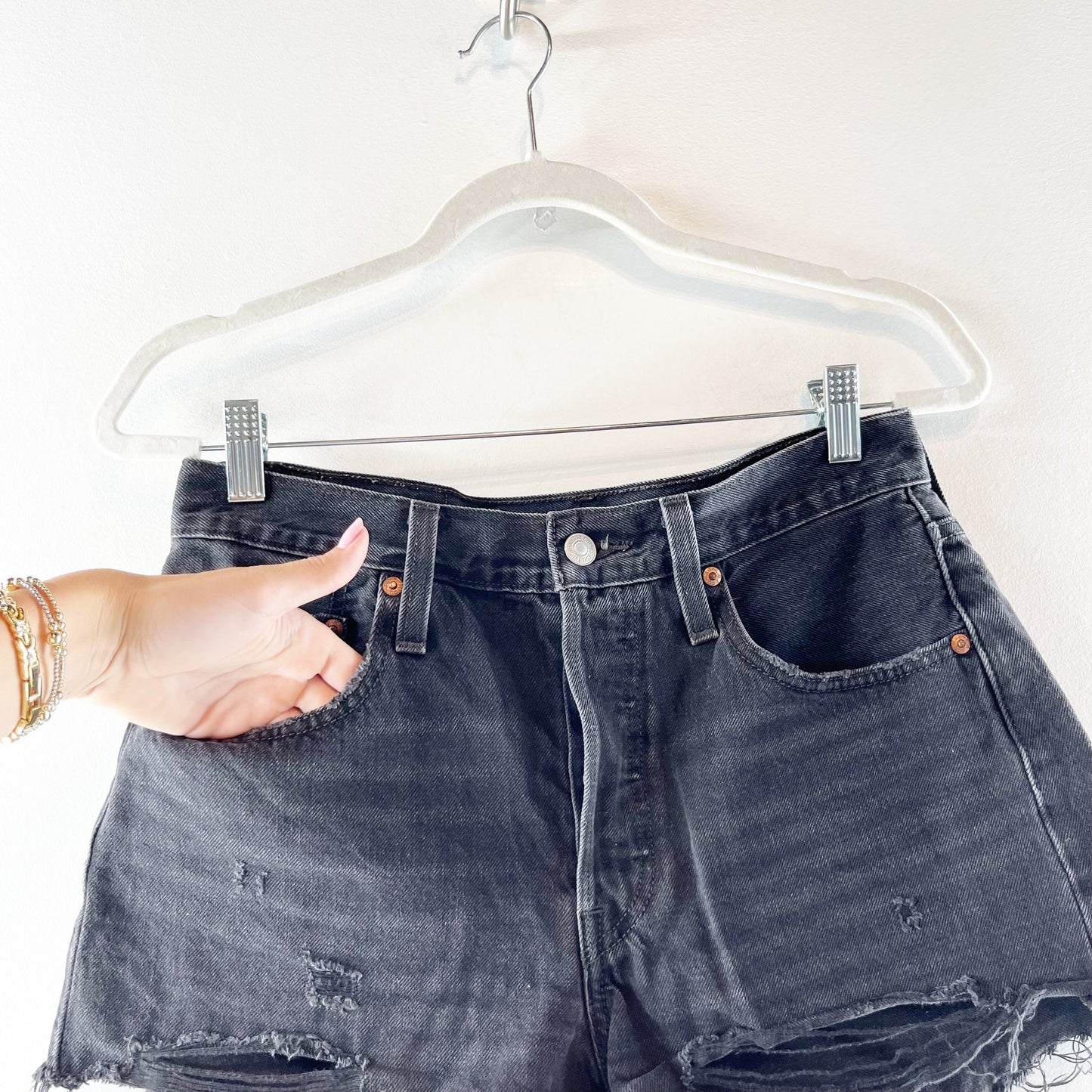 Levi's High Rise Cutoff Jean Denim Shorts Black 27