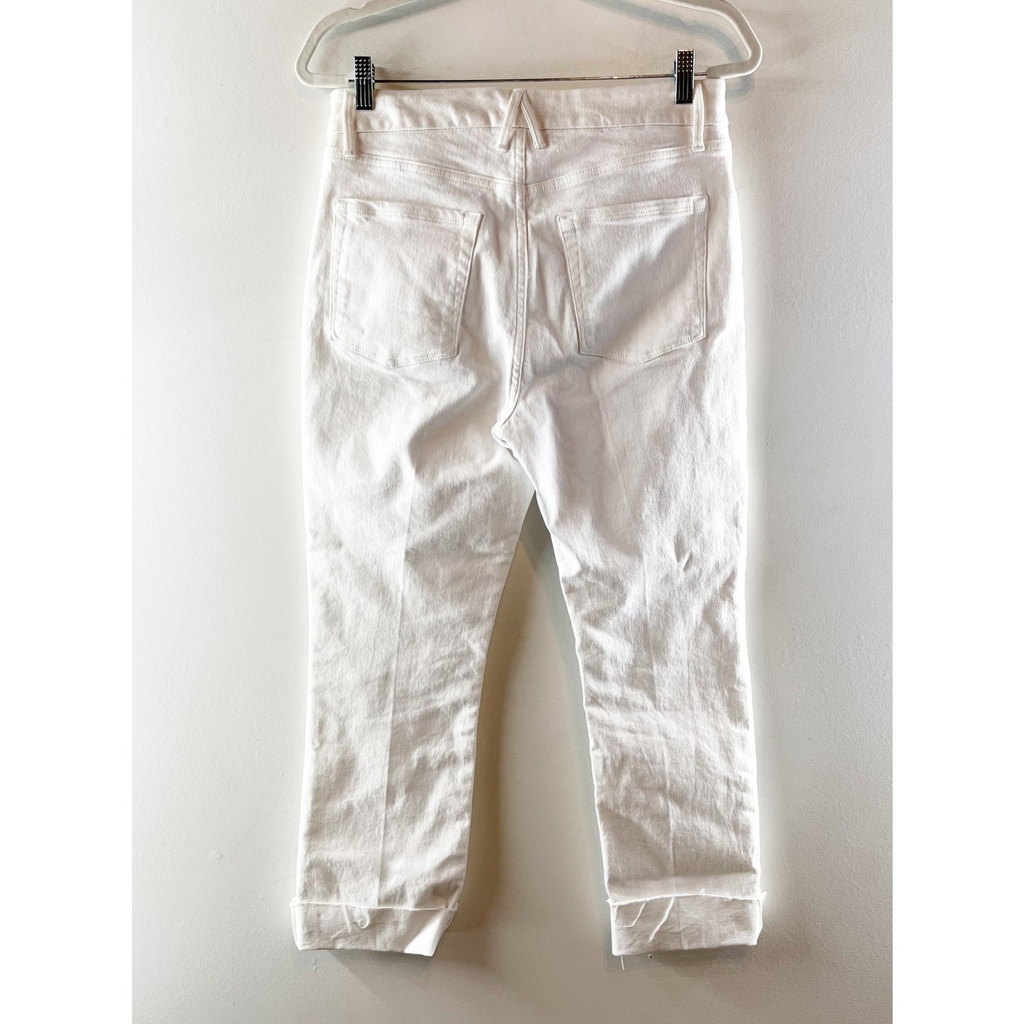 Good American Good Straight High Waist Raw Hem Jeans White 10  / 30