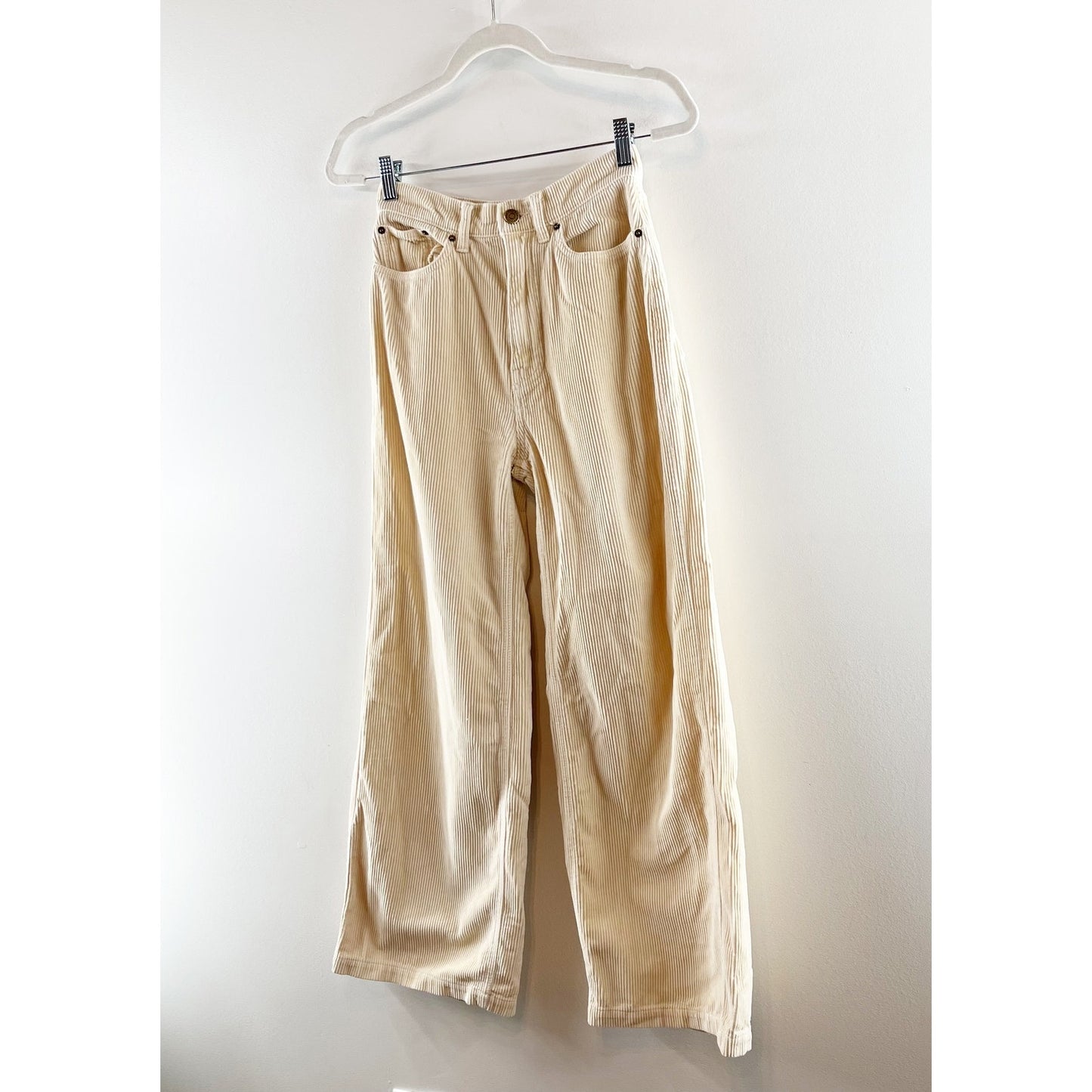 BDG High & Wide Corduroy Cotton Wide Leg Pants Cream 25 / 0