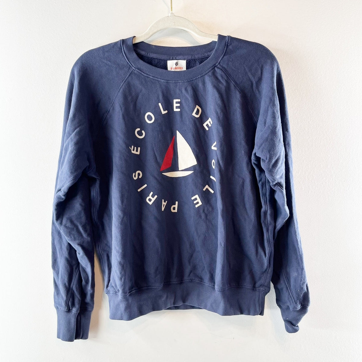 Sundry Navy Blue Sailing Crewneck Sweatshirt Small
