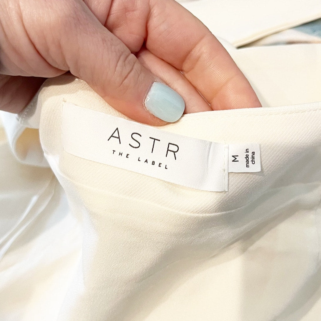 ASTR The Label Jeanne Halter Sleeveless Vest Tank Top Cream Medium