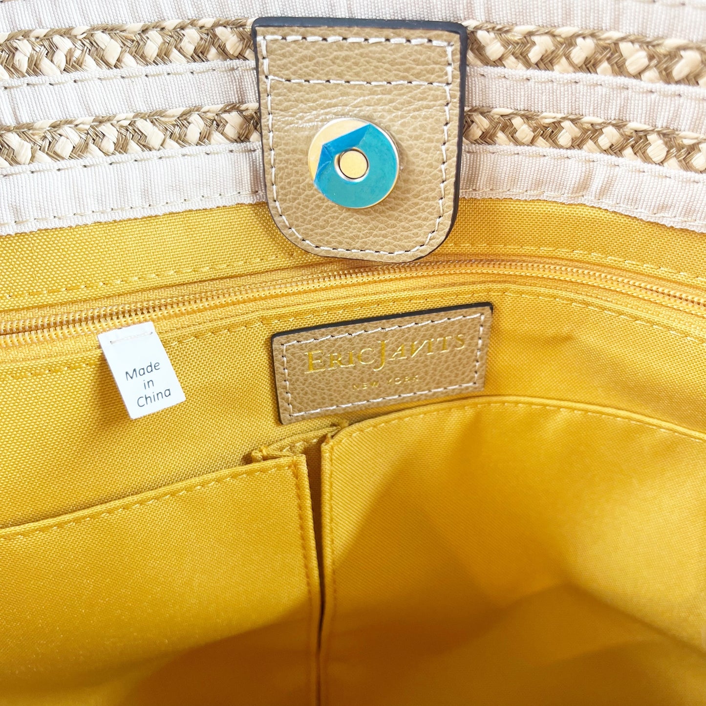 Eric Javits Squishee Isla Straw Bag Peanut Beige Tan