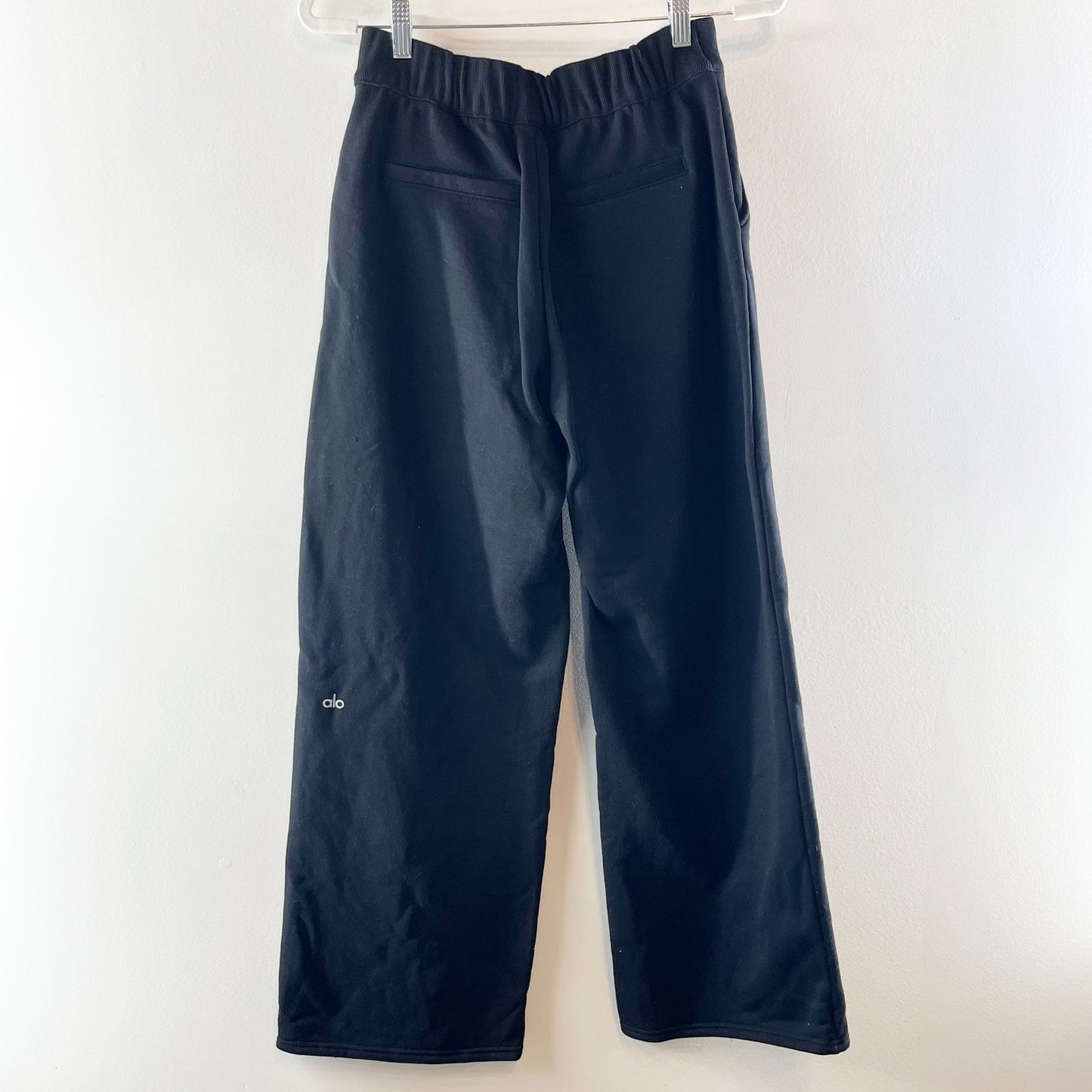 Alo High-Waist Sweatpant Trouser Wide Leg Pants Black Small