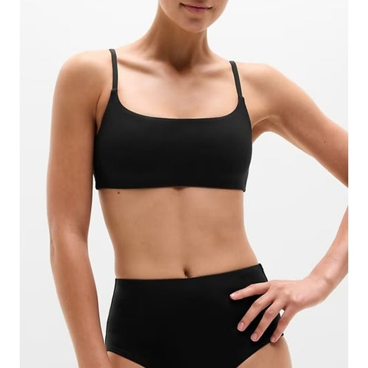 Athleta Clean High Rise Full Bikini Bottoms and Square Neck Top Black Large
