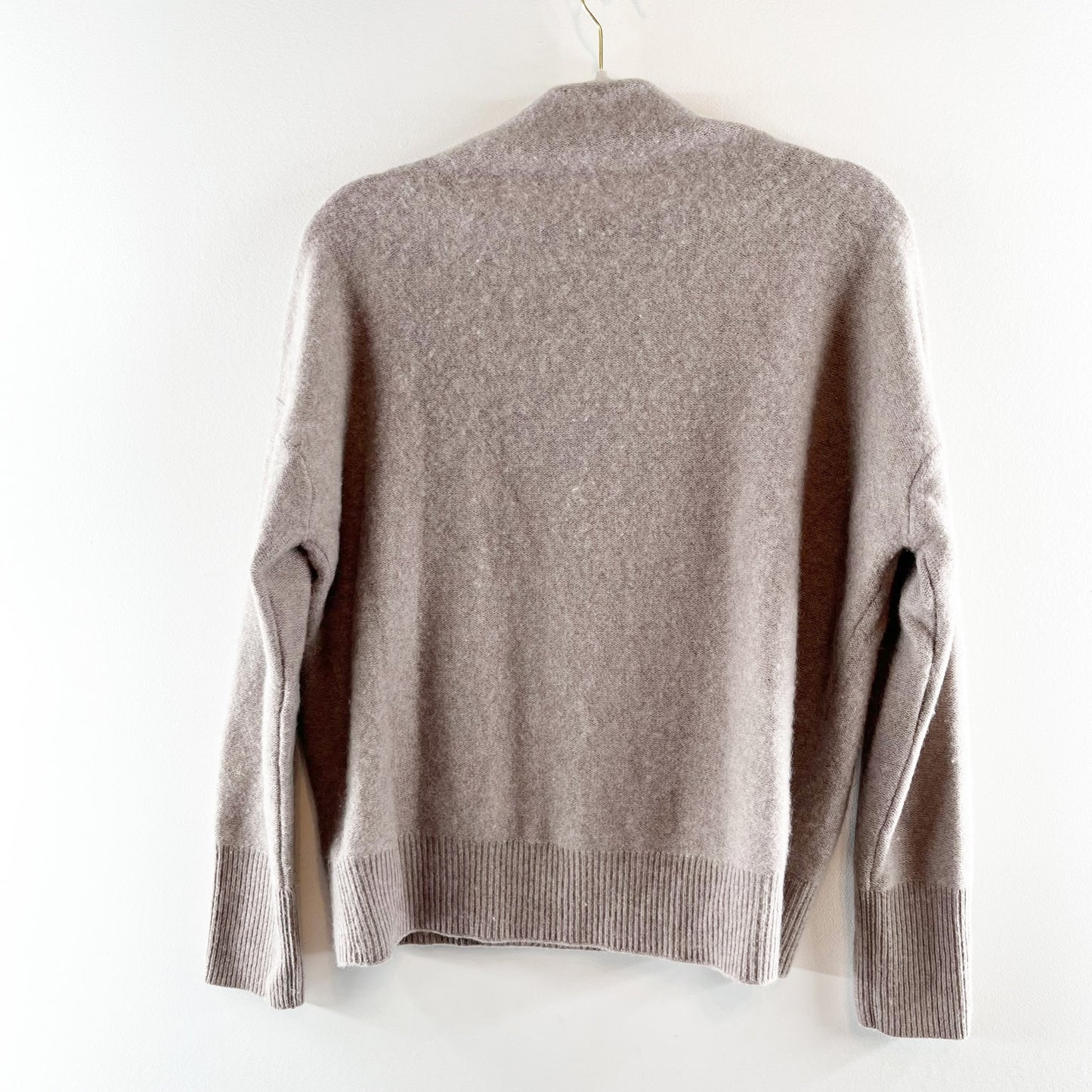 Vince Plush Cashmere Long Sleeve Funnel Neck Pullover Sweater Tan XS
