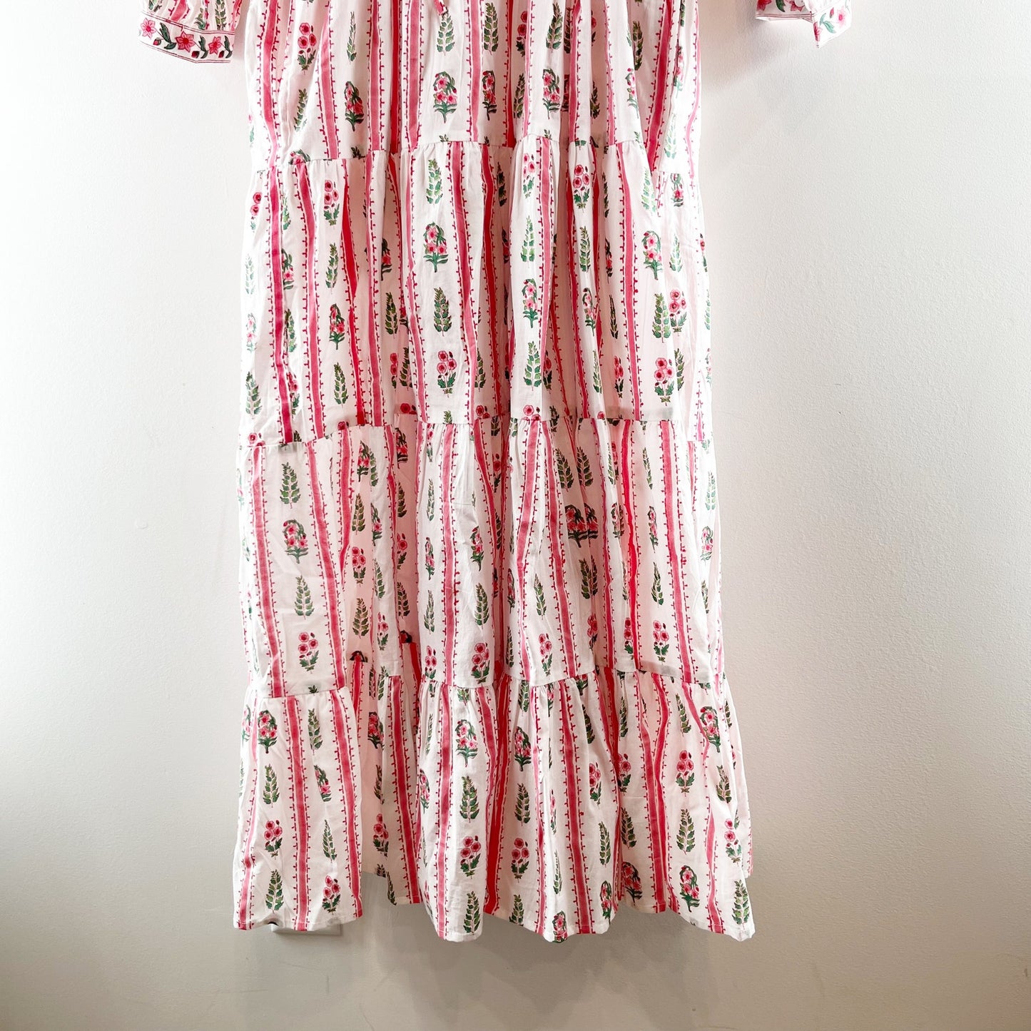 Park City Prints Maria Stripe Cotton Maxi Dress Pink XS