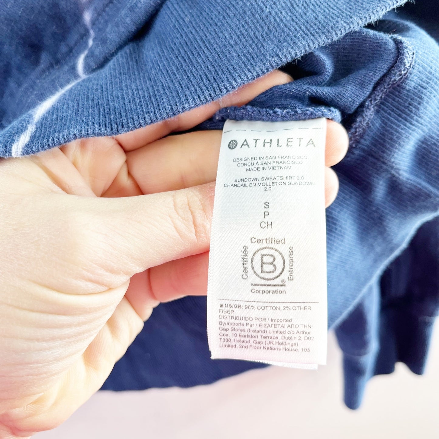 Athleta Sundown Crewneck TIe Dye Pullover Sweatshirt Blue Small