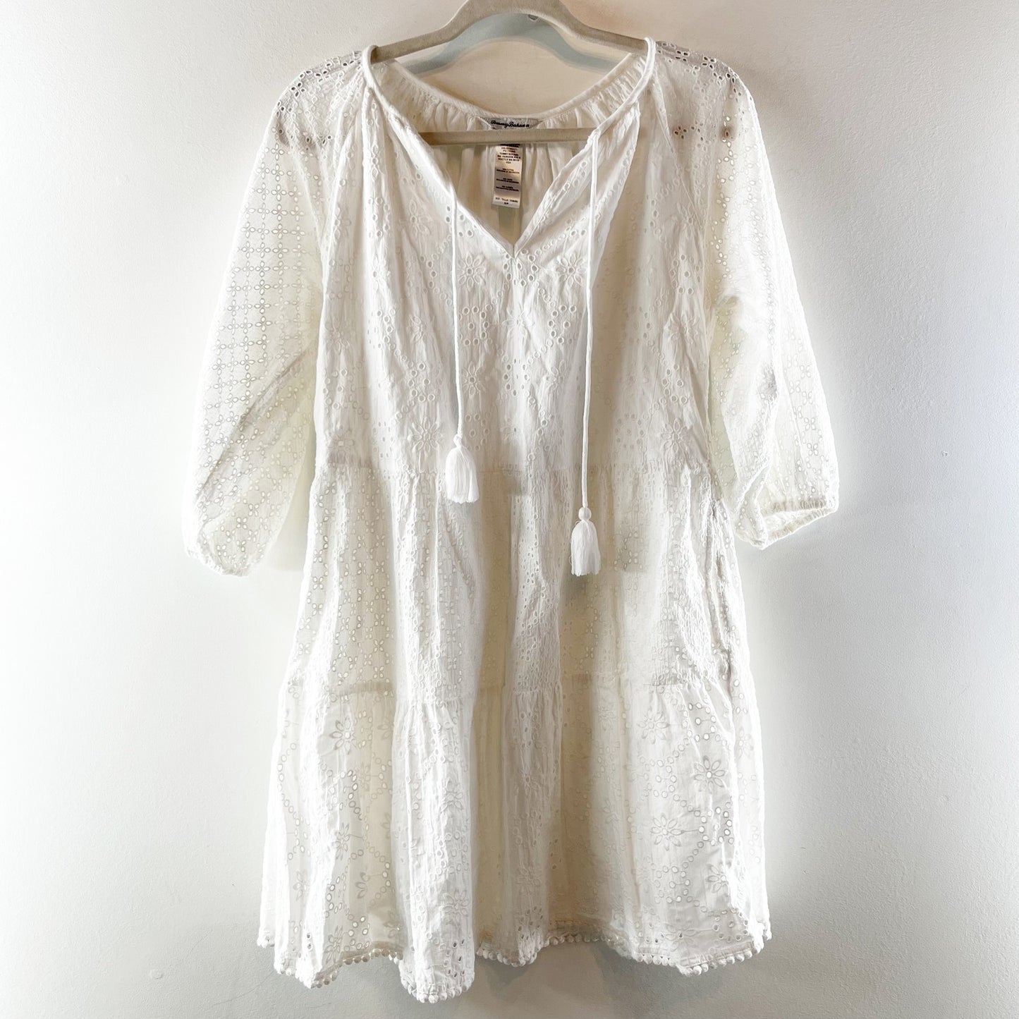Tommy Bahama Harbour Cover-Up Mini Eyelet Dress White Small