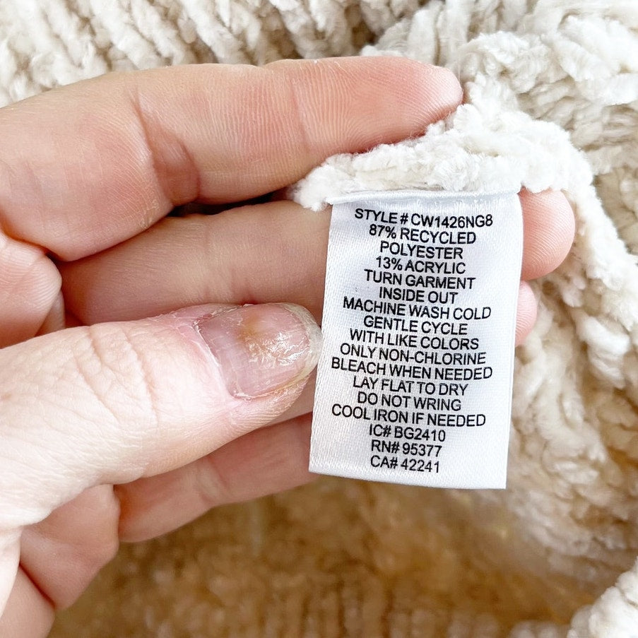 Santuary Long Sleeve Mock Neck Cable Knit Pullover Sweater Cream Small