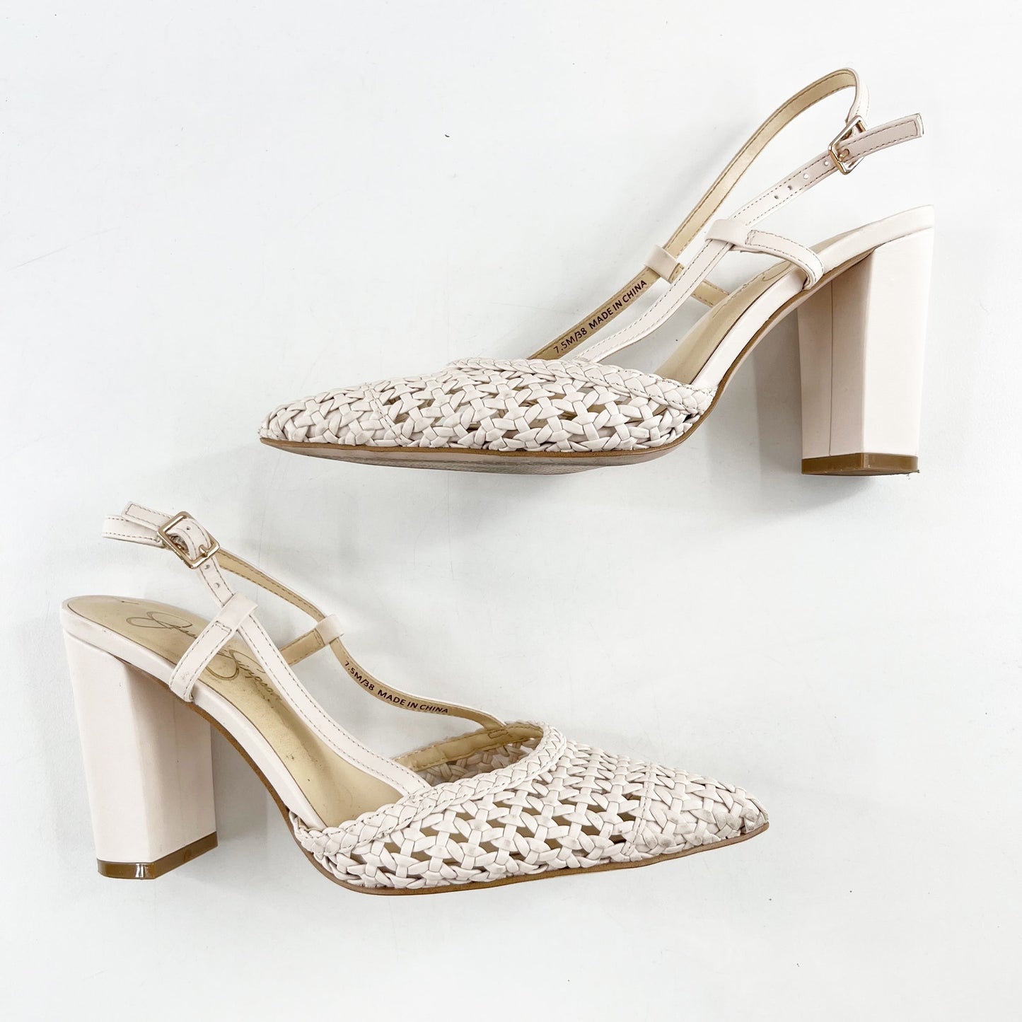 Jessica Simpson Nyara Crochet Woven Pointed Toe Slingback Pump Ivory 7.5