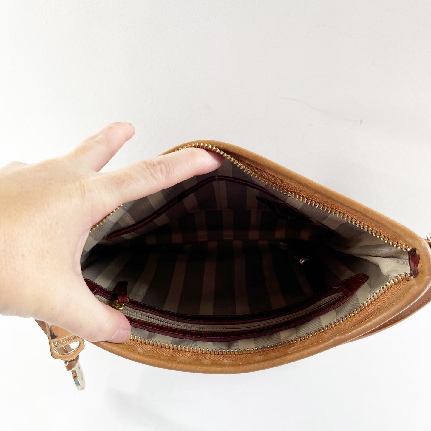 Brahmin Katie Crossbody Croc Embossed Bag Purse Brown