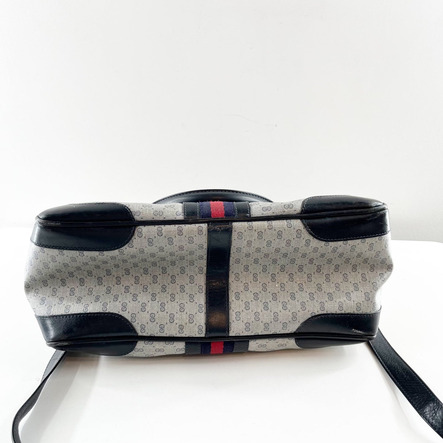 Gucci Ophidia Vintage Canvas Micro GG Monogram Messenger Bag Satchel Gray Black