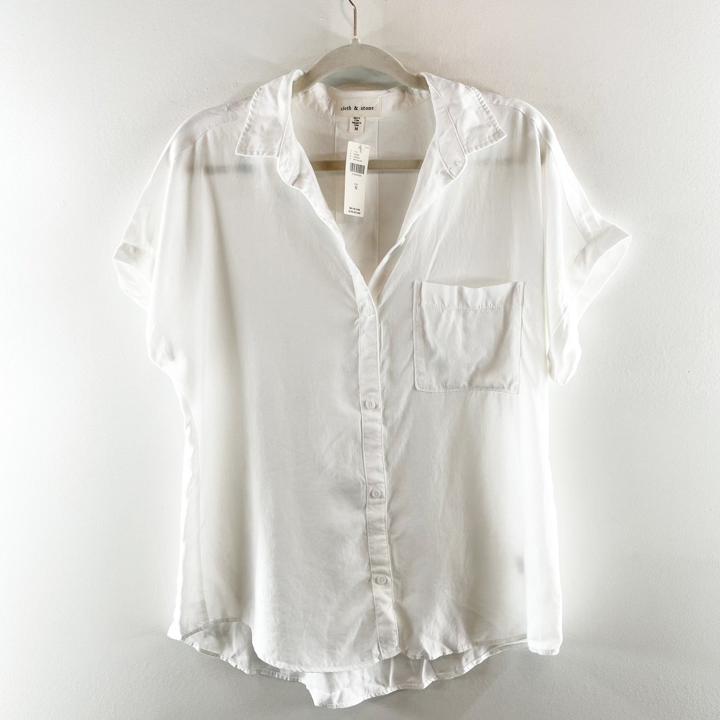 Cloth & Stone by Anthropologie Breezy Short Sleeve Buttondown Shirt White Medium