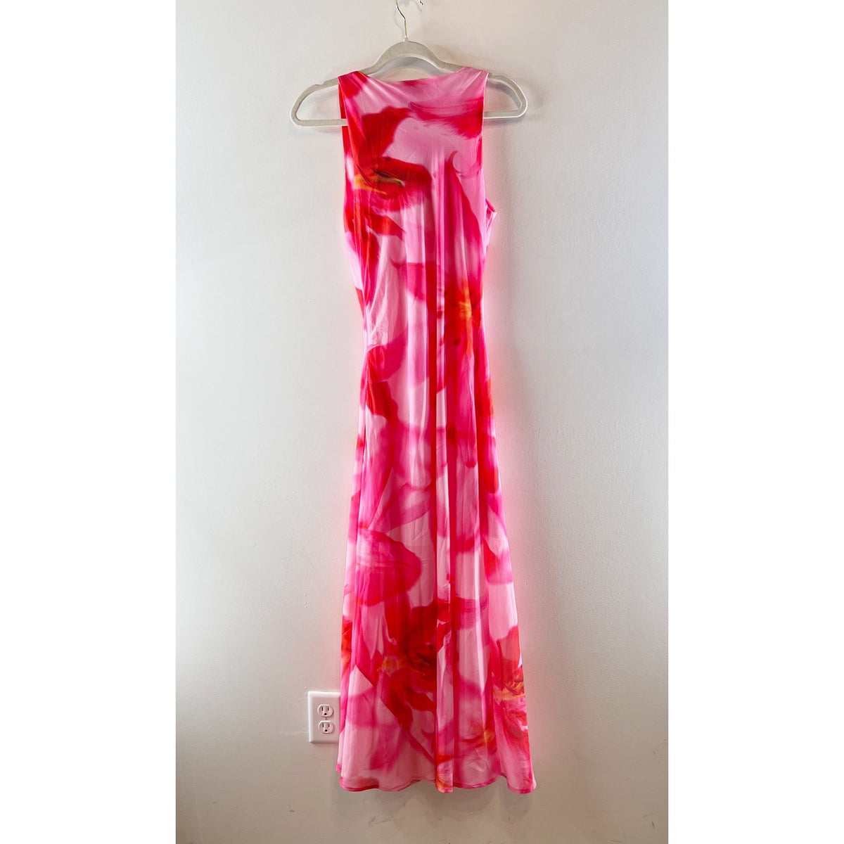 Paper Heart by Anthropologie Floral Sleeveless Cowl Neck Maxi Dress Pink Red XS