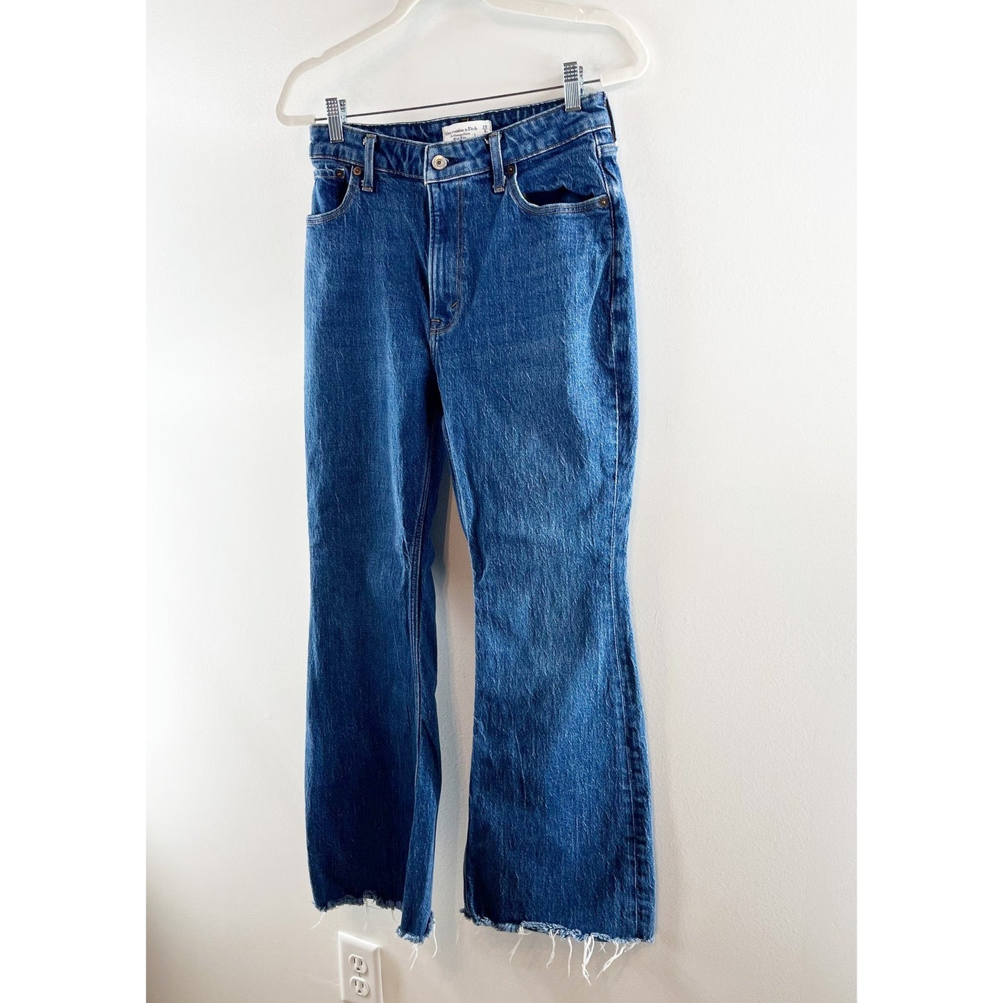 Abercrombie High Rise Vintage Flare Jeans Curve Love Dark Wash Blue 8 Short