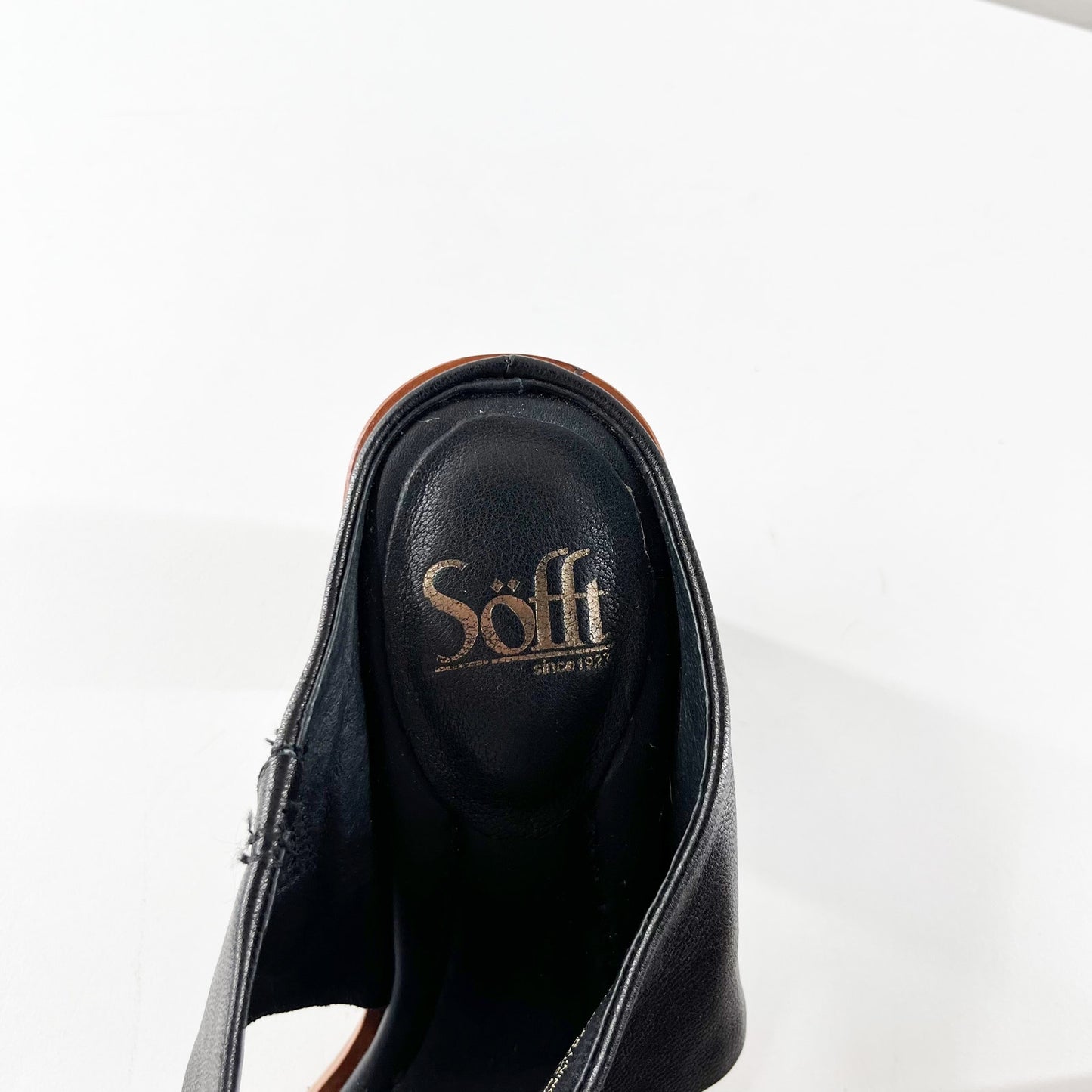 Sofft Sheila Leather Block Hell Square Toe Mule Sandals Shoes Black 8