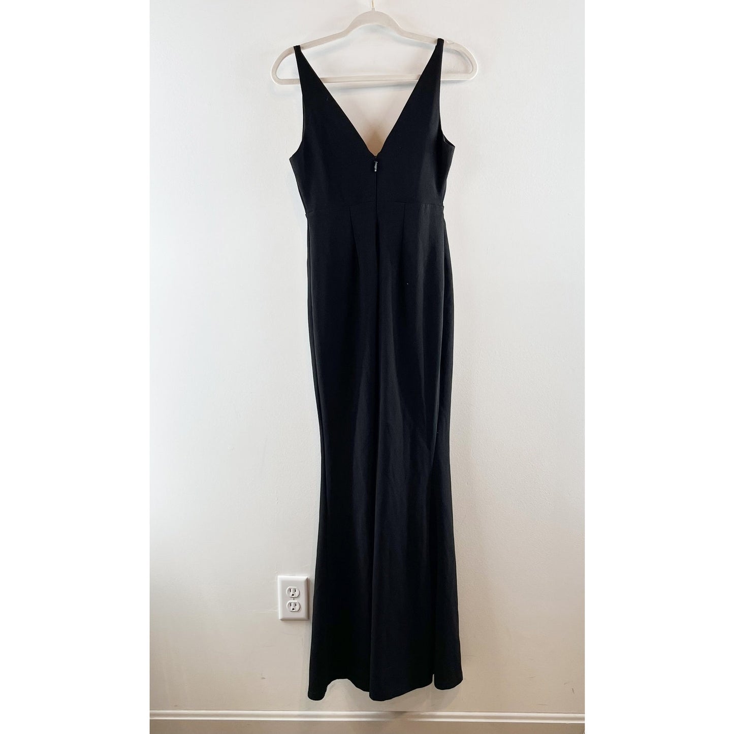 Lulus Melora Crepe Knit V-Neck Sleeveless Glam Mermaid Maxi Dress Black Small